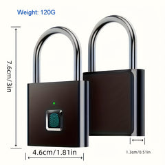 Compact Smart Fingerprint Padlock - Waterproof, Keyless Security, USB Rechargeable, Lightweight Aluminum - Ideal for Luggage, Suitcases & Backpacks