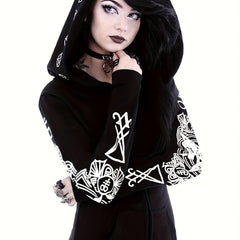 Women's Fashion Punk Style Geometric Print Zipper Sweatshirt