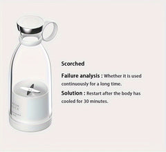 11.83oz Portable Electric Wireless Mini Fruit Blender Juicer - Perfect for On-the-Go!