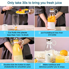 11.83oz Portable Electric Wireless Mini Fruit Blender Juicer - Perfect for On-the-Go!