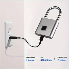 Compact Smart Fingerprint Padlock - Waterproof, Keyless Security, USB Rechargeable, Lightweight Aluminum - Ideal for Luggage, Suitcases & Backpacks